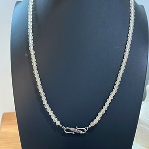 Vintage frosted glass bead 27 inch necklace with unique Sterling Silver closure